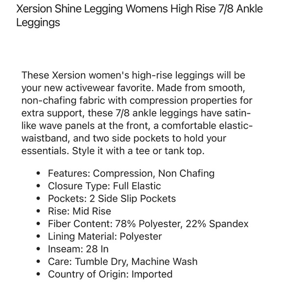 Xersion Women's Shine Pink Full Length High Rise Quick Dry Legging Size L XL XXL - Picture 3 of 11